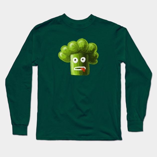 Stressed Out Broccoli Long Sleeve T-Shirt by Boriana Giormova